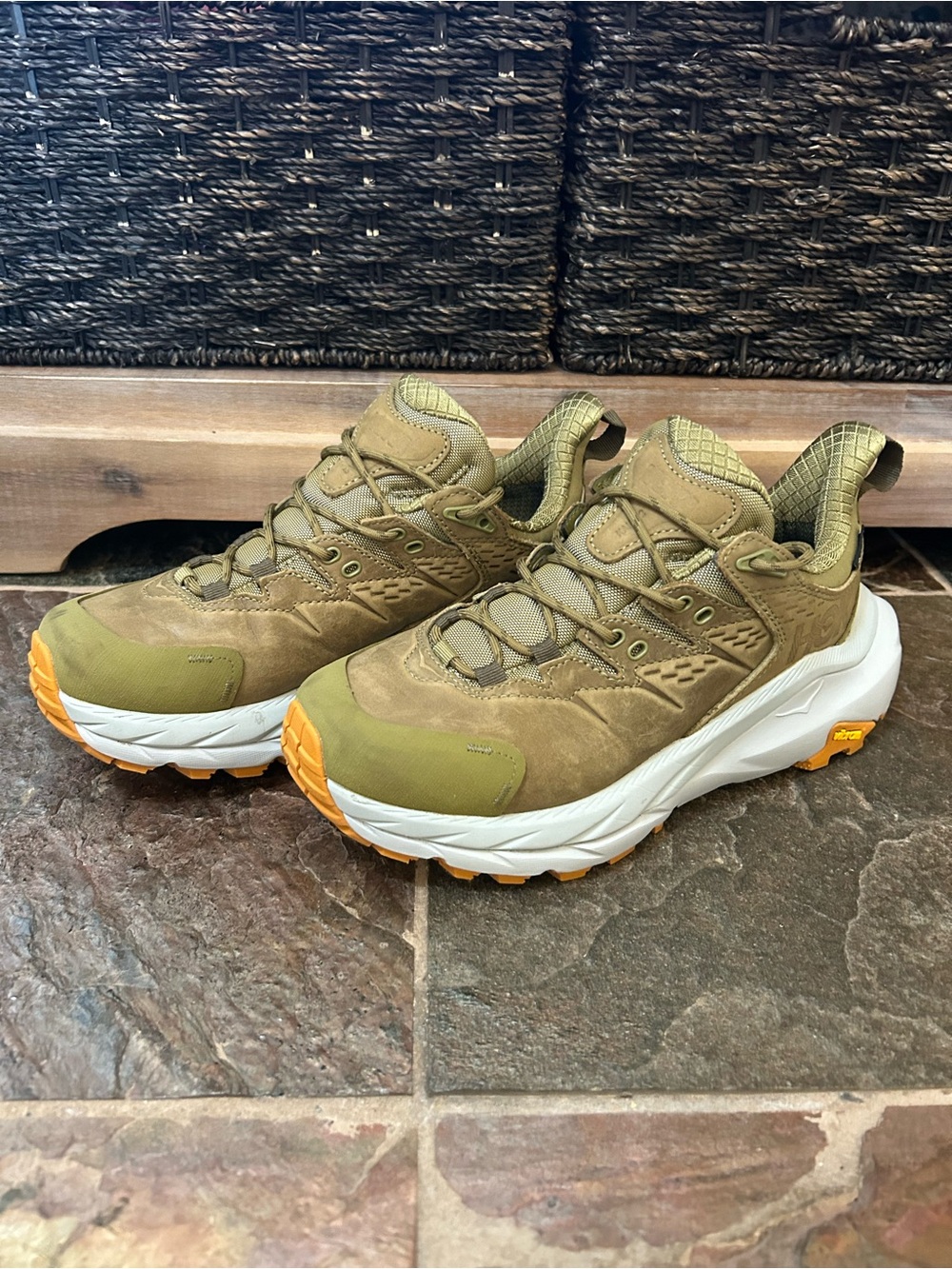 HOKA Women’s KAHA 2 Leather, Waterproof, Cushioned Khaki Color Hiking Trail Shoe